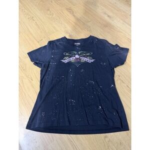 Chase Dale Earnhardt Jr T Shirt Womens L  Black NASCAR Racing Beach Splatter Tee